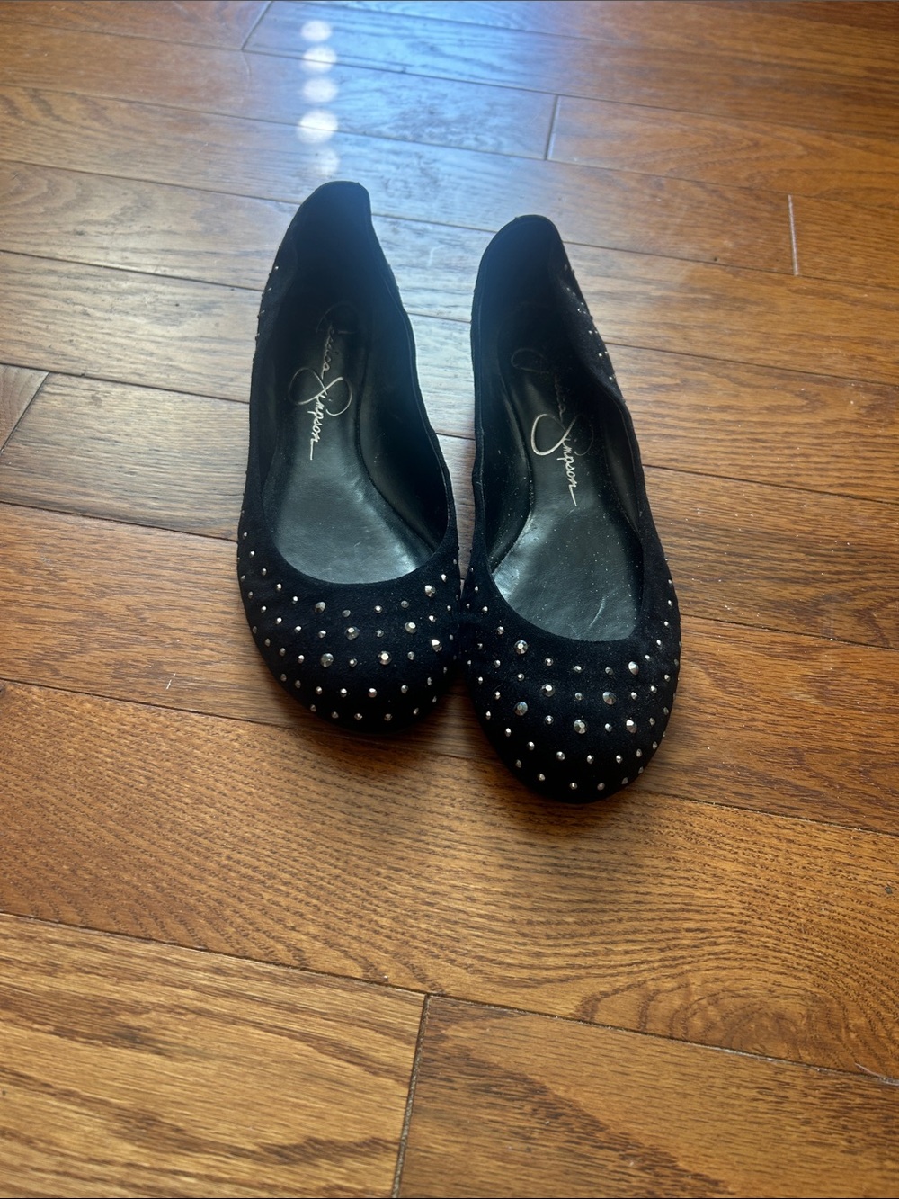 Jessica Simpson Black Studded Suede Ballet Flats